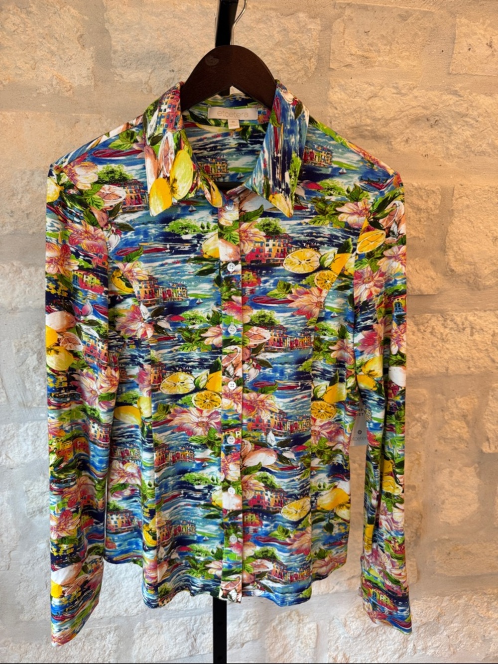 Etcetera Multicolor Floral & Citrus Print Button-Down Shirt